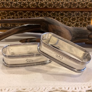 Art Deco Sterling Silver Napkin Rings: Monogrammed &#39;U&#39; - Set of 2