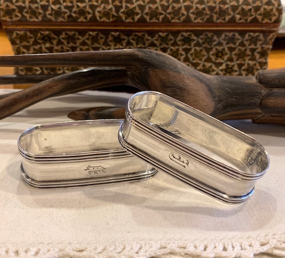 Art Deco Sterling Silver Oblong Napkin Ring Set Old English Mono Letter U Sterling Silver Napkin Holder Set of 2 Etsy