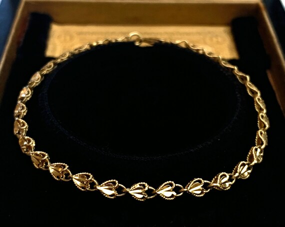 14k Yellow Gold Diamond Cut Heart Link Bracelet 14k Gold 3 D Etsy Norway