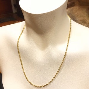 Italian 10K Solid Yellow Gold twisted diamond cut Rope Chain Necklace, Unisex 10K yellow gold rope chain necklace   20" inch, 9.3 grams