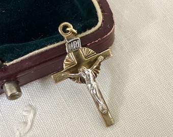 Vintage Princess Pride Creations Two Tone Gold Filled Crucifix Cross Pendant