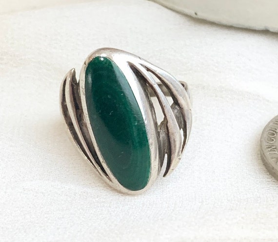 Vintage Navajo handmade Sterling Silver Malachite… - image 1