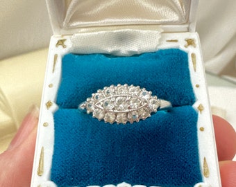 10K White Gold Round Cubic Zirconia Statement Ring, Kohinoor 10K white gold CZ ring
