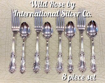 International Wild Rose Pattern Sterling Silver 925 Teaspoon New In Bag 5-7/8" 