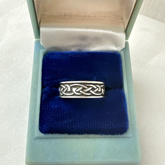 Vintage Sterling Silver Celtic Knot Eternity Band… - image 1