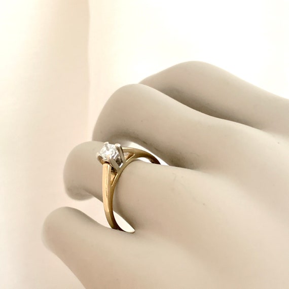 14K Yellow Gold Square Diamond Engagement Ring, V… - image 3