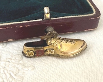 Vintage 1940s Gold Filled figural Track Running Shoe Charm, Pendant, or Fob