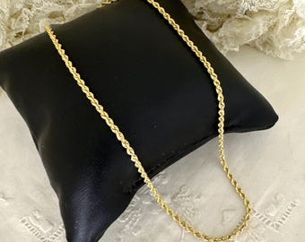 14K yellow gold twisted rope chain necklace, 20" inch 2.25mm, NEW OLD STOCK