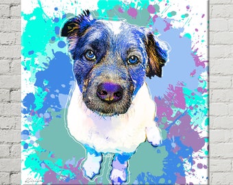 POP art pet portrait, Custom Border Collie Art, Pet Memorial, Gift for Dog Lover, Pet Memorial, Watercolor Style Painting