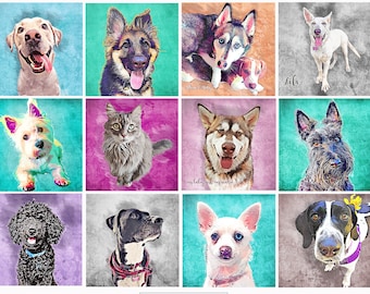 Personalized Pet Portrait | Unique Pet Gifts | Custom Pet Portrait on Canvas | Pet Memorial Portrait | Pet Loss Gifts | Pet Parent Gift