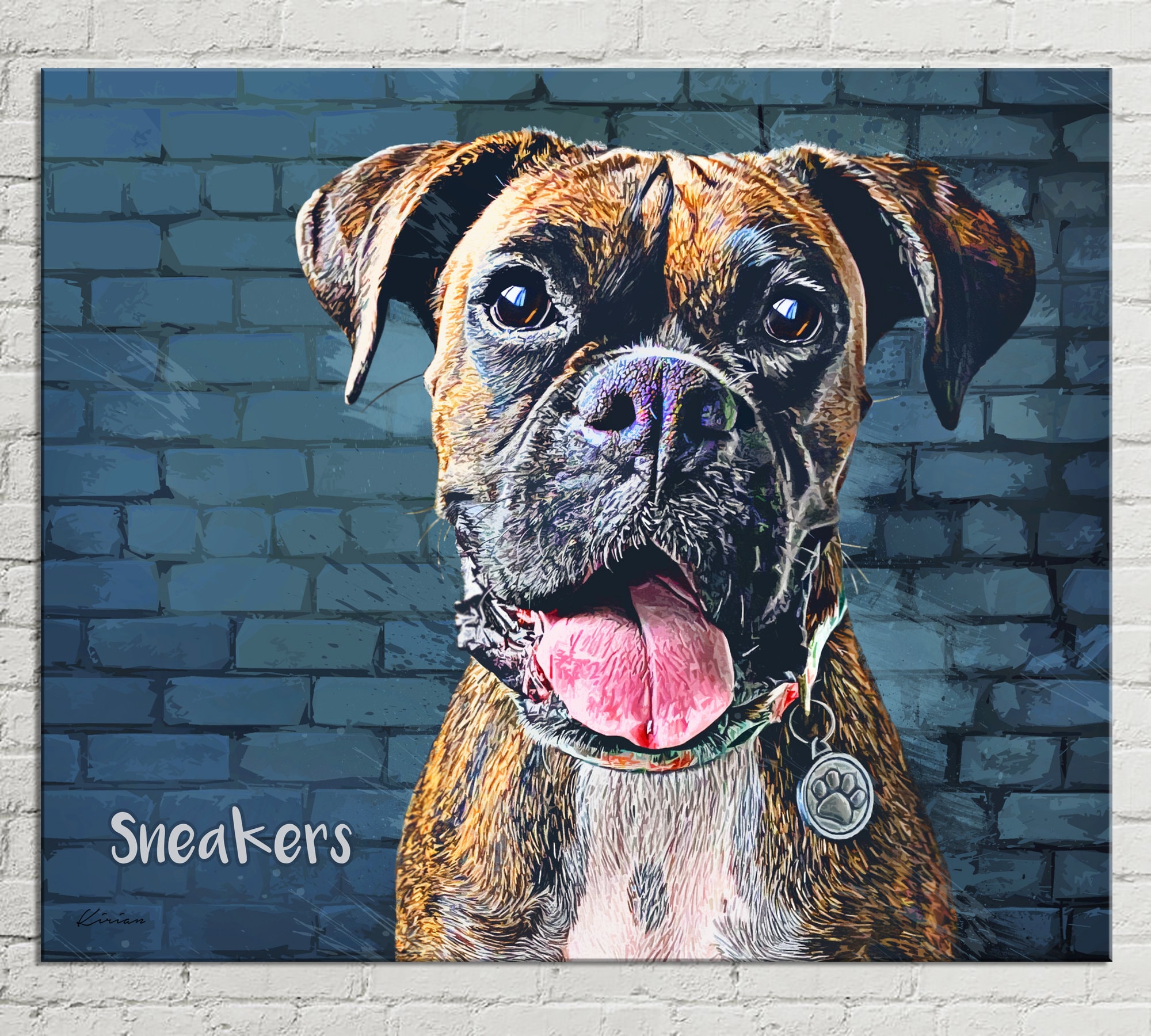 Custom Dog Painting Large Wall Canvas Custom Pet Portrait | Etsy