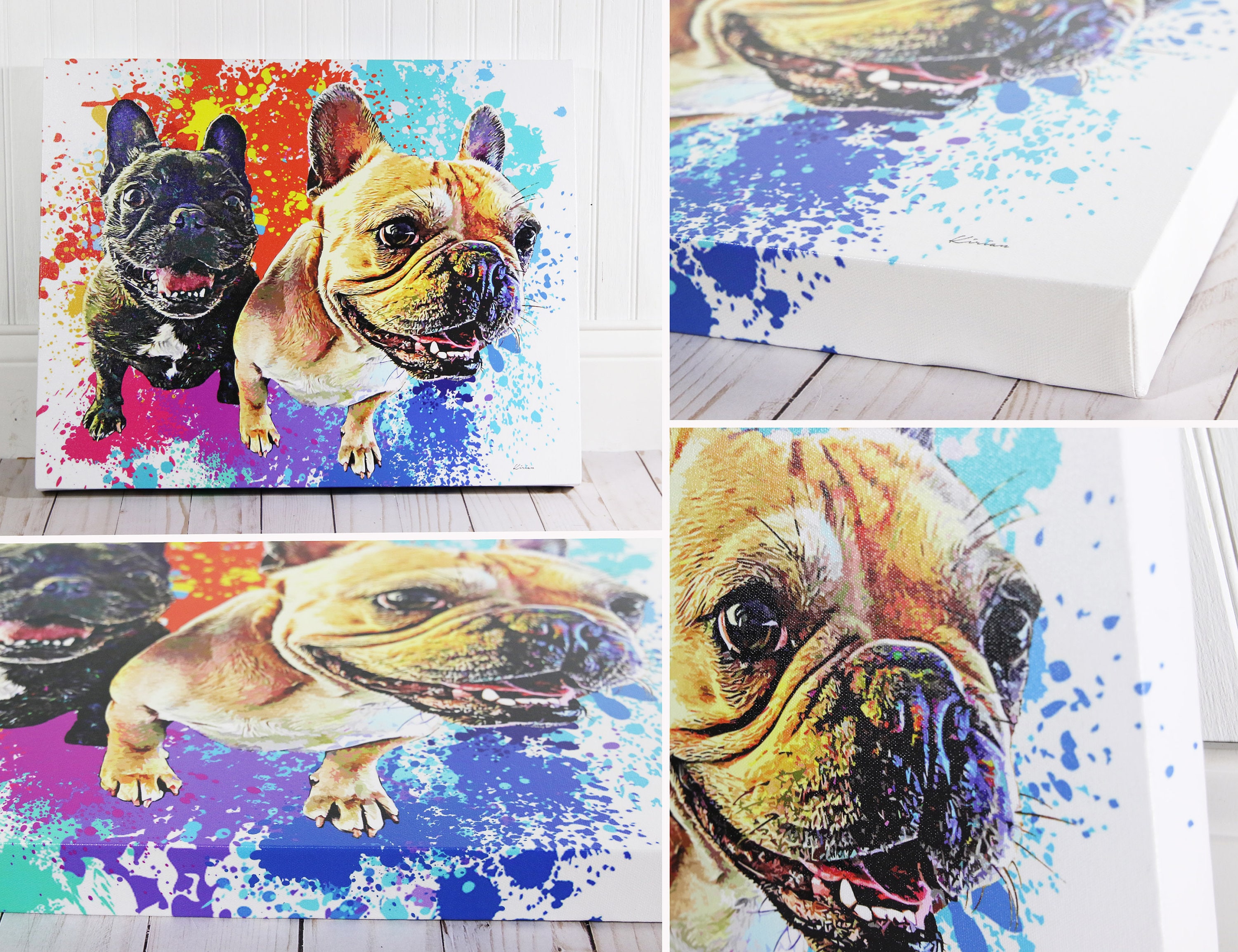 Dog Portrait Custom Painting From Photo | Custom Pet Canvas | Bulldog ...