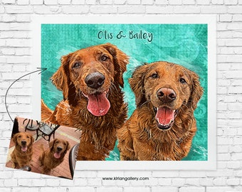 Custom Pet Canvas | Pet Portrait | Custom Pet Portrait | Painting of Dogs | Pet Canvas Custom | Custom Pet Painting | Pet Portrait Dog