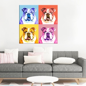 Andy Warhol Custom POP ART Pet Dog Cat Portrait from Photo on Large Wall Canvas Labradoodle Canvas Art Pet Memorial Gift image 4