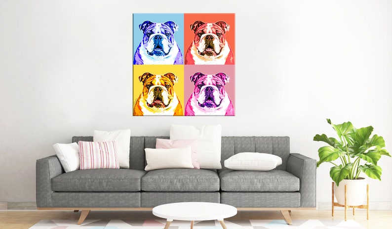 Andy Warhol Custom POP ART Pet Dog Cat Portrait from Photo on Large Wall Canvas Labradoodle Canvas Art Pet Memorial Gift image 4