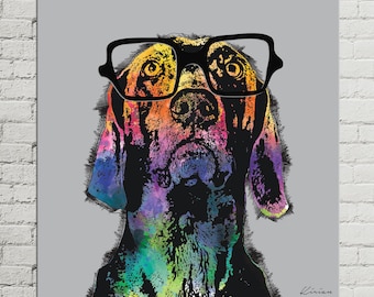 Custom Pet Portrait on Canvas, Dog Pop Art Portrait, Digital Pet Painting, Gift for Dog Lover, Weimaraner Art, Large Canvas Wall Decor