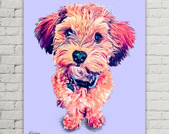Dog Cat Pet Pop Art Custom from photo | Custom Pop Art Pet Portrait | Hand Drawn Colorful Pop Art | Personalized Wall Decor | Golden Doodle