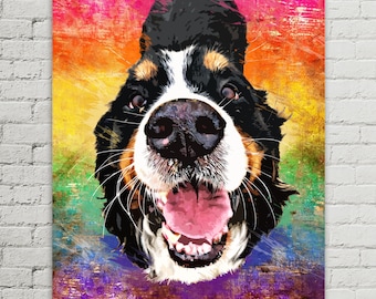 Pet Memorial Portrait | Personalized Art | Pet Sympathy | Pet Loss | Pet Parent Gift | Unique Pet Gifts | Rainbow Bridge | Colorful Decor