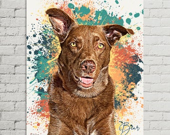 Dog Portrait Custom Painting from Photo |  Custom Pet Canvas | Personalized  Art | Colorful Decor | Unique Pet Gift | Pet Memorial Art | Dog