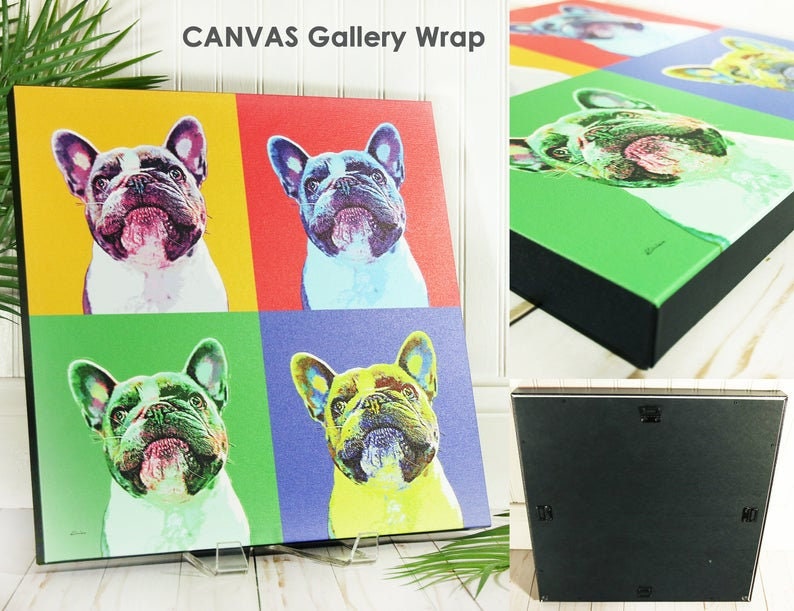 Andy Warhol Style POP Art CANVAS, Bulldog Custom Pet Andy Warhol Style POP Art CANVAS, Bulldog Custom Pet