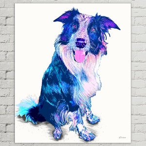 Custom Pet Portrait, Custom Border Collie Pop Art, Gift for Dog Lover, Funny Dog Art