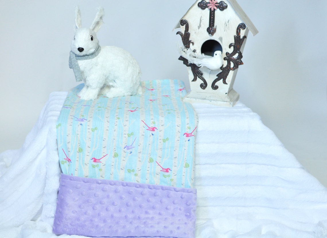 Birch Tree Baby Blanket Birds Baby Blanket Purple Pink Etsy