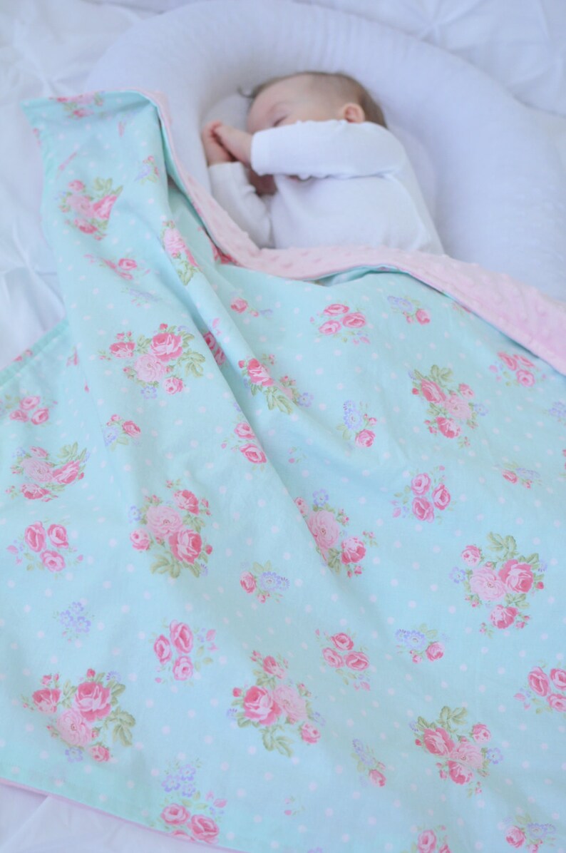 Floral Baby Blanket mint baby blanket minky | Etsy
