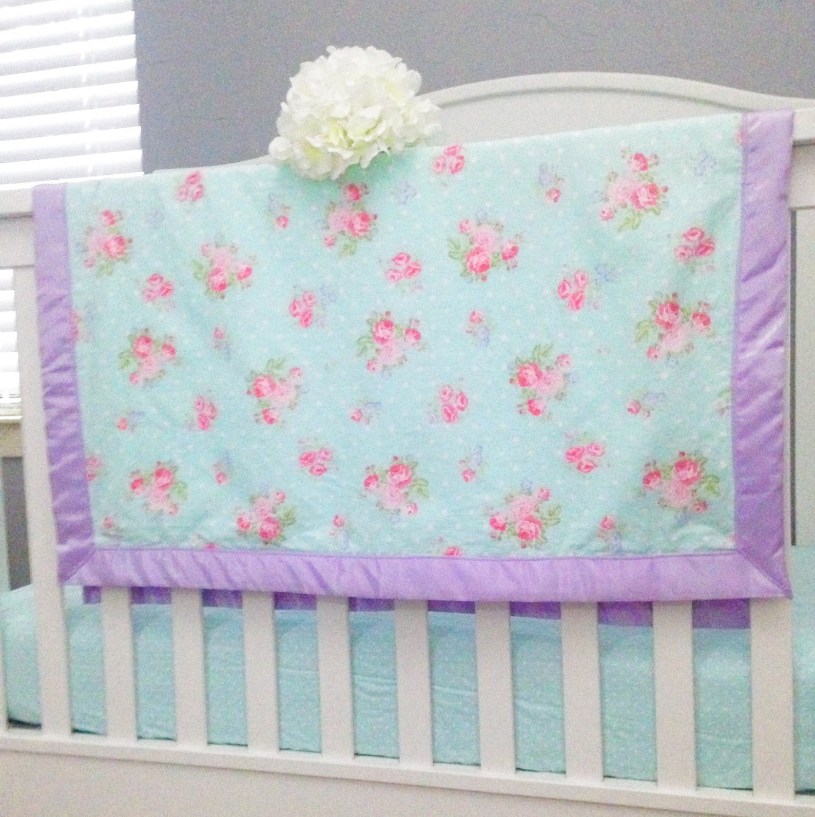 Floral Nursery Bedding Mint Nursery Bedding Baby Girl Etsy