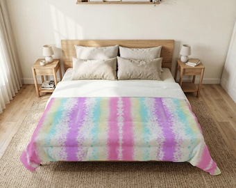 Pastel Tie Dye Stripe Cotton Comforter | Rainbow Nursery Bedding