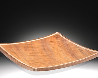 Plato de madera rizada de Blackwood de Tasmania, bandeja de servir de madera rara