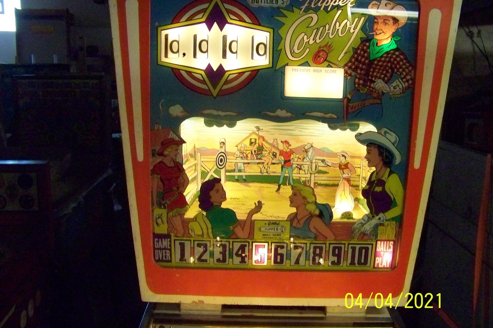 1962 Gottlieb Flipper Cowboy pinball machine Etsy