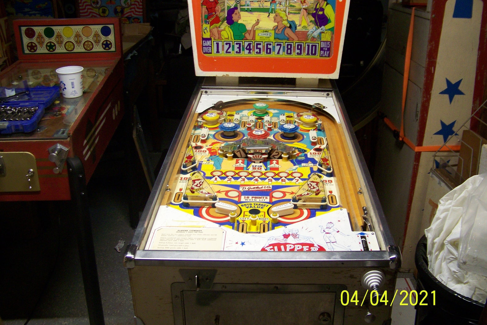 1962 Gottlieb Flipper Cowboy pinball machine Etsy