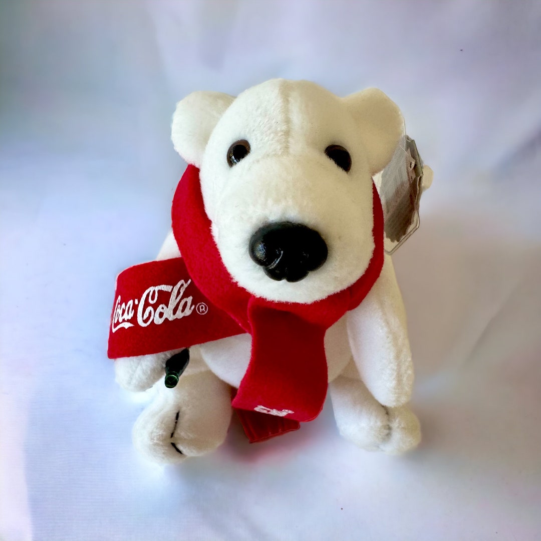 Cocacola Bean Bag Plush Polar Bear in Red Scarf Coke 1998 Etsy