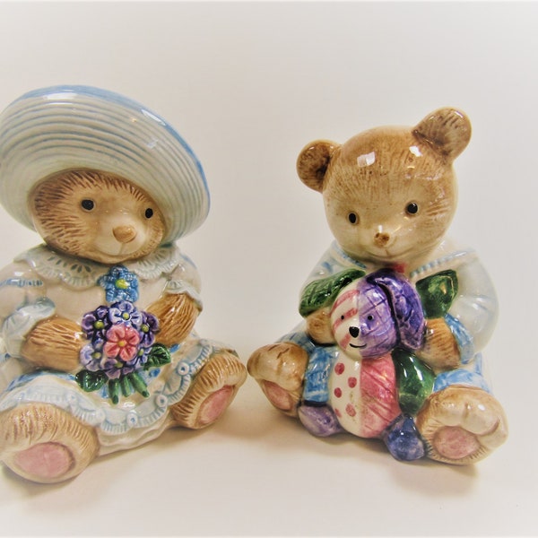 Vintage Fitz and Floyd Teddy Bear Salt and Pepper Shakers