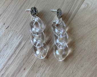 Acrylic chain link Dangle Earrings - Lightweight Earrings- Hypoallergenic