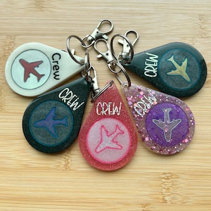 Airplane Keychain Bag Tag - Crew Tag - Flight Attendant Gift - Pilot Gift - Glitter Crew Tag