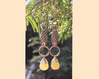 Lemon Quartz Yellow Fish Earrings
