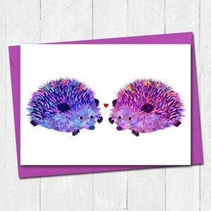 Hedgehog valentines card, Personalised valentines day card, Special hedgehog anniversary card, Cute valentine card, Cute hedgehog love card