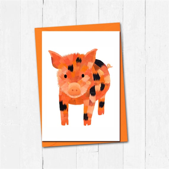 Miniature Piglet Blank Greeting Card Cute Pig Lovers Any Occasion Birthday Card