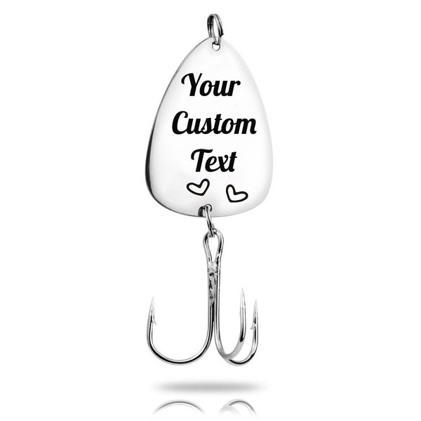 Custom Fishing Hook - Personalized Fishing Lure, Engraved Fish Hook - Fishing Lure Gifts Gold, Rose Gold & Steel silver