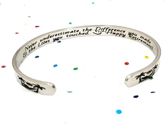 Retirement Gift for Woman, Hidden Message Bracelet with Happy Retirement message