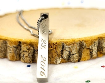 Aangepaste ketting gepersonaliseerde verticale bar ketting coördinaat ketting cadeau voor moeder gegraveerde stamboom ketting gepersonaliseerde sieraden