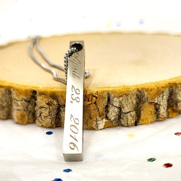 Custom Necklace Personalized Vertical Bar Necklace Coordinate Necklace Gift for Mother Engraved Family Tree Necklace personalized jewelry