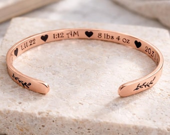 Newborn Baby Birth Stats Bracelet, Gift for Mom after Birth, New Mom Jewelry, Custom made Gift for New Mother, couple, colleague, sister