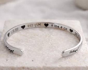 Baby Boy Girl Birth Stats Bracelet, Gift for Mom after Birth, New Mom Jewelry, Custom made Gift for New Mother, couple. Newborn Gift