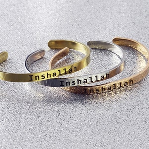 Inshallah Bracelet Ramadan Eid Gifts Stainless Steel Cuff Gift for Him & Her