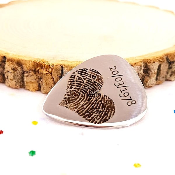 Actual Fingerprint POCKET TOKENS Engraved Guitar Pick | Custom Guitar Pick | Fingerprint Jewelry | Music Lover Pocket Hug Tokens .