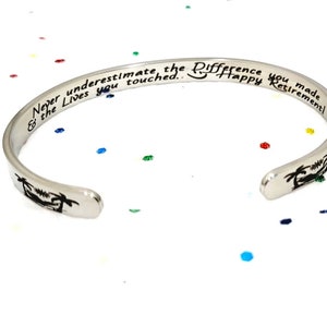 Retirement Gift for Woman, Hidden Message Bracelet with Happy Retirement message