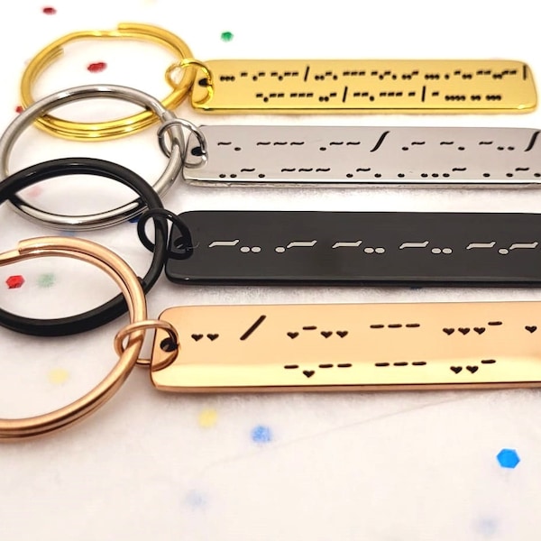 Morse Code Gifts keychain Personalized for Men Women Customized Engraved MorseCode Key Chain Keyring