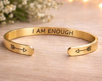 Confidence  Affirmation Jewelry Bracelet I am ENOUGH Bracelets Cuff & Gift for Men, Women
